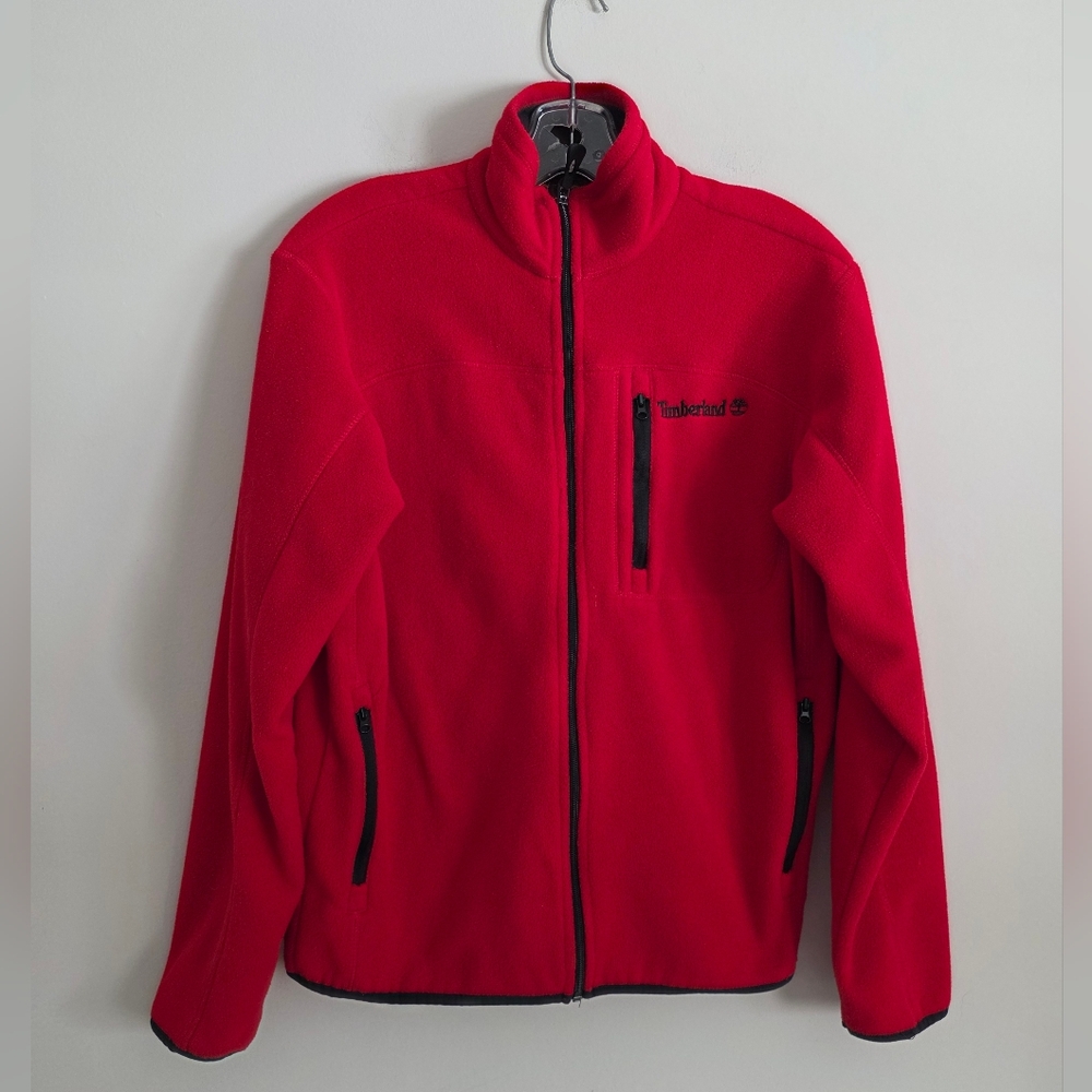 TIMBERLAND | Zip Up Fleece Sweatshirt Red Mens Sz S